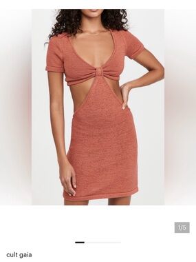 Cult Gaia Rust Knit Cutout Mini Dress